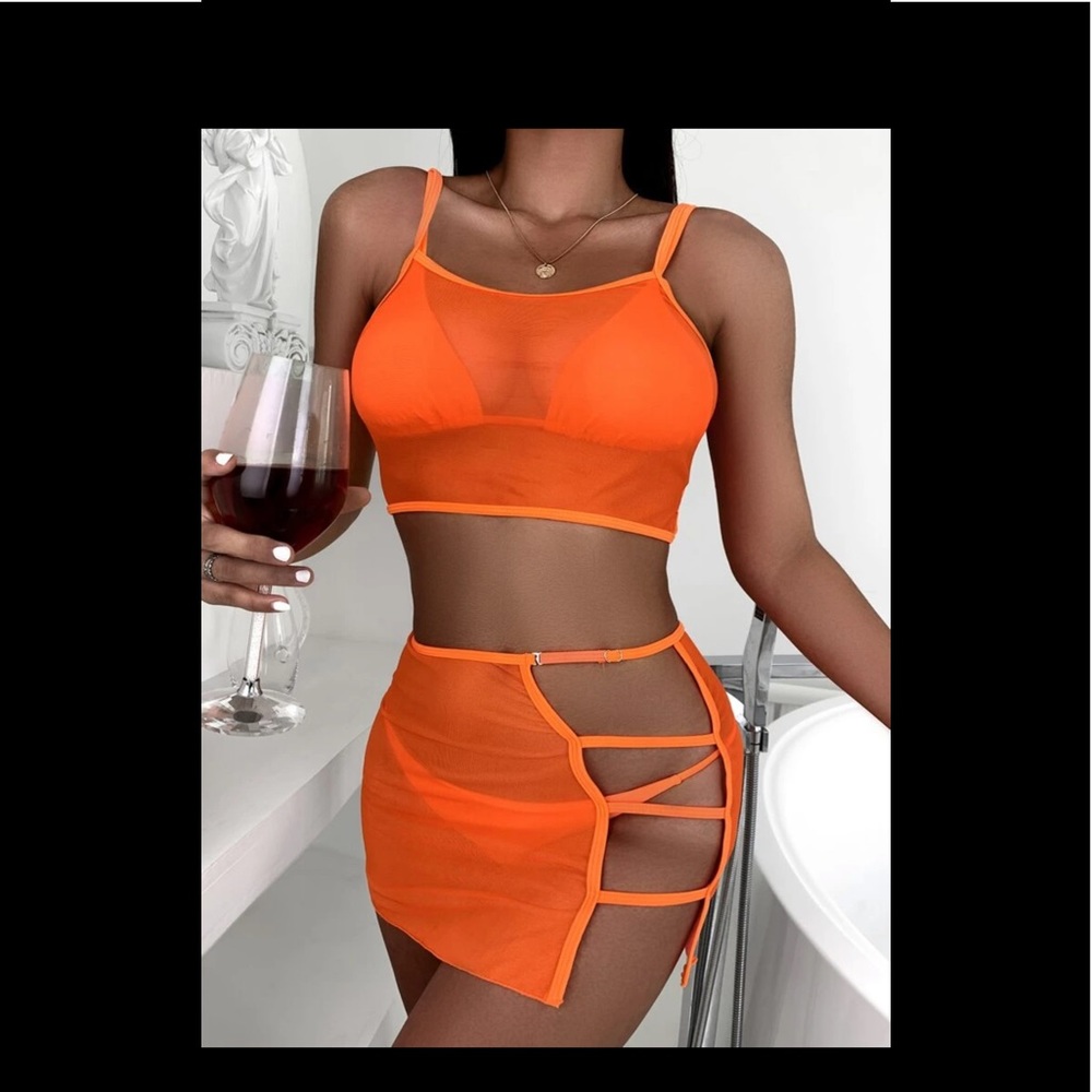 Cut-out Triangle Thong Bikini Swimsuit + Cover-up
